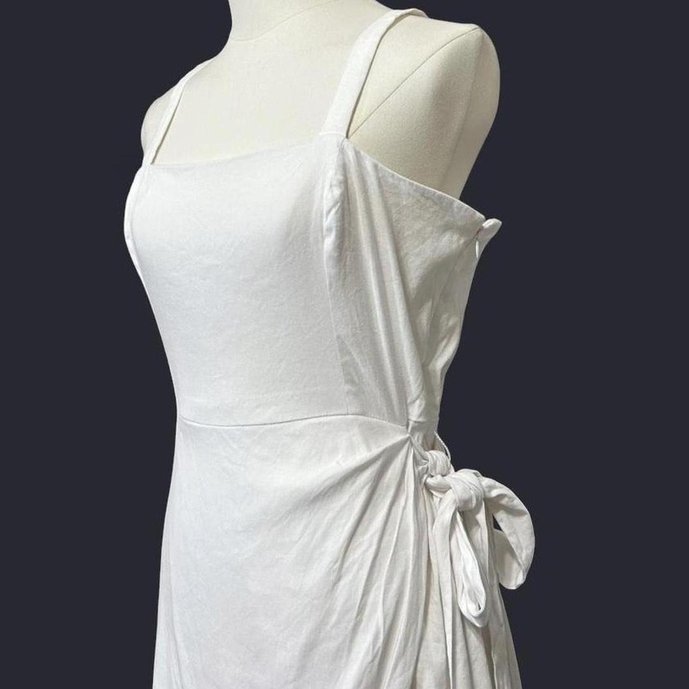 Gianni Bini Women's Linen Blend Wrap Dress Side Tie Summer Coastal Beachy Sz 8 - Picture 3 of 8